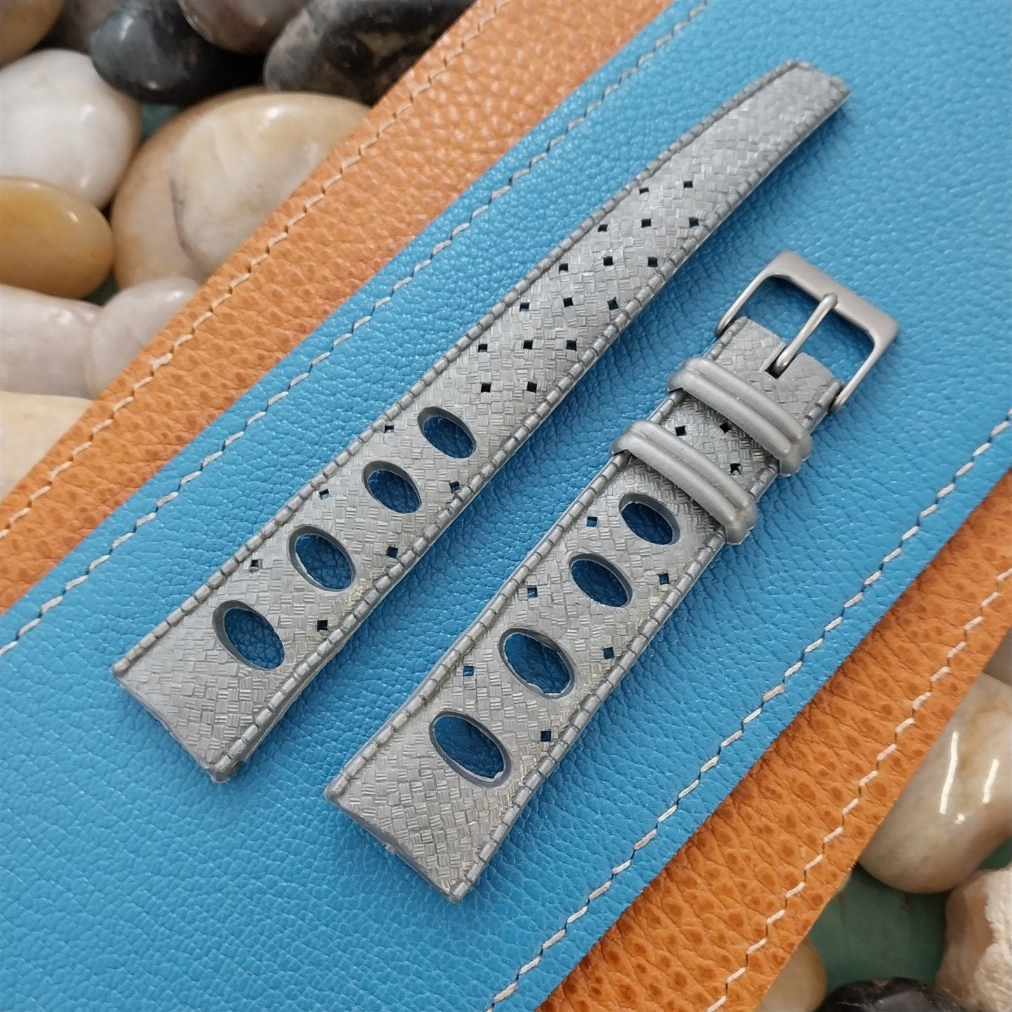 Vintage 19mm Rally GT Skindiver Grey 1960s-1970s Unused Watch Band &Matte Buckle