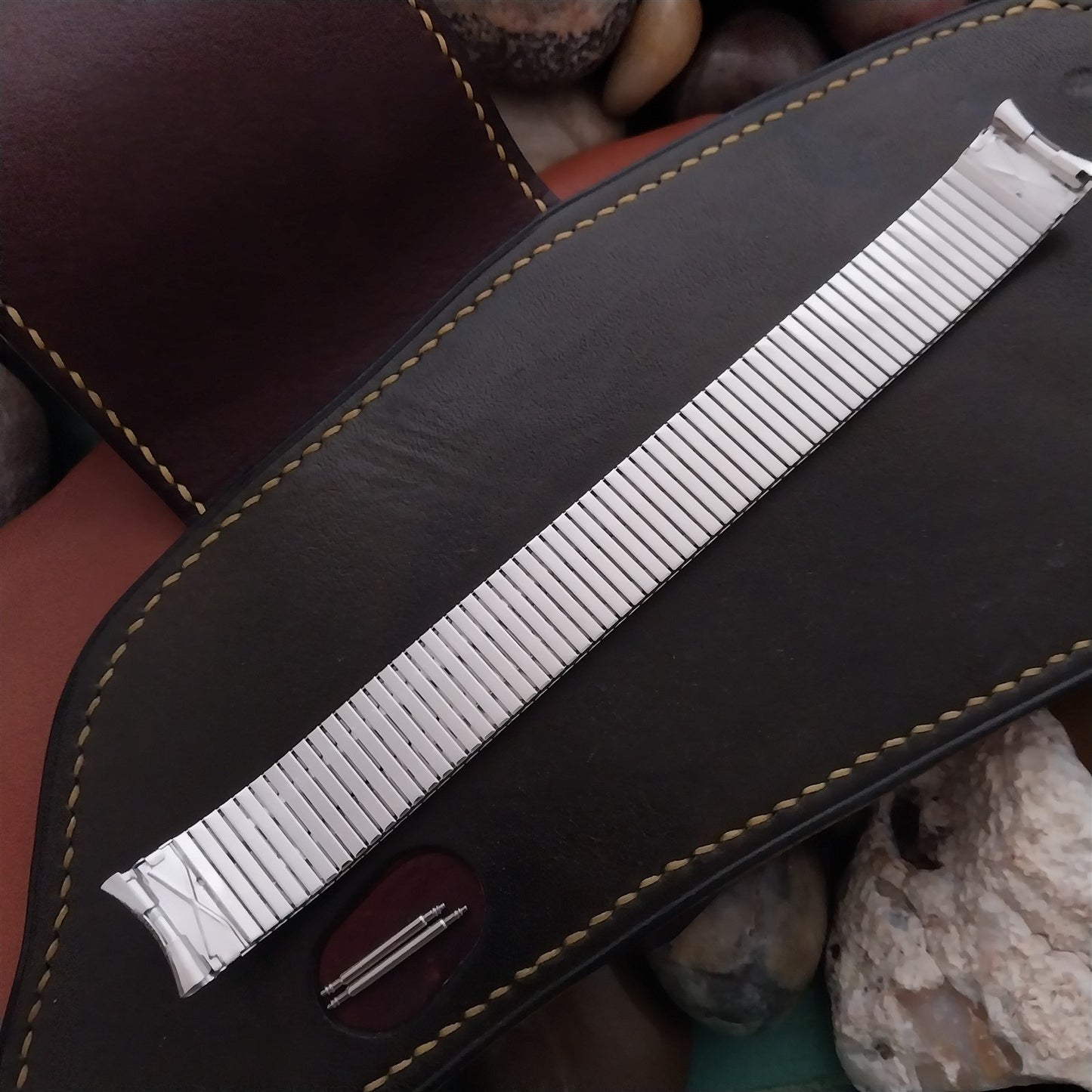 17.2mm 10K White Gold-Filled Speidel Long Thinline nos Vintage Watch Band