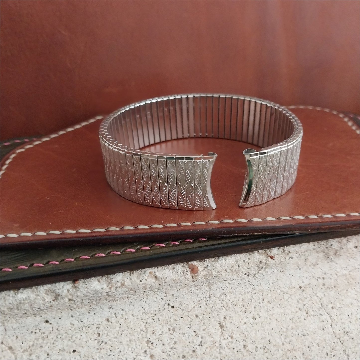 17.2mm 10K White Gold-Filled Speidel Long Thinline nos Vintage Watch Band