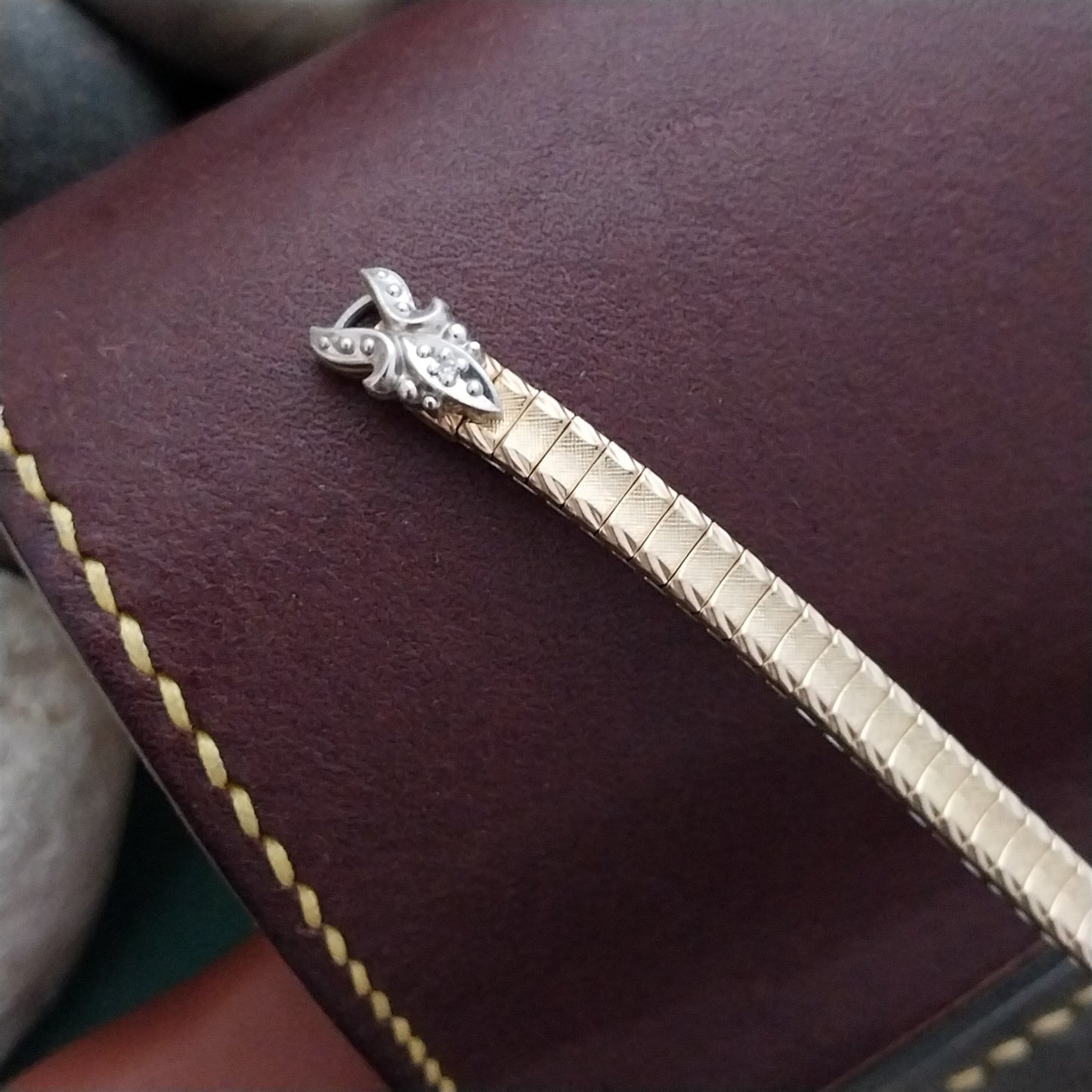 Ladies 10k Gold-Filled & Diamond Single-Lug Speidel Unused Vintage Watch Band