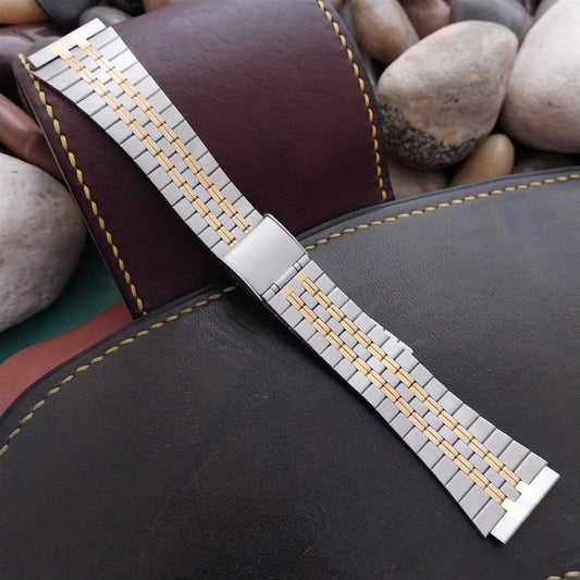 19mm Stainless Steel & Gold-Plate Flared LED LCD Unused Watch band