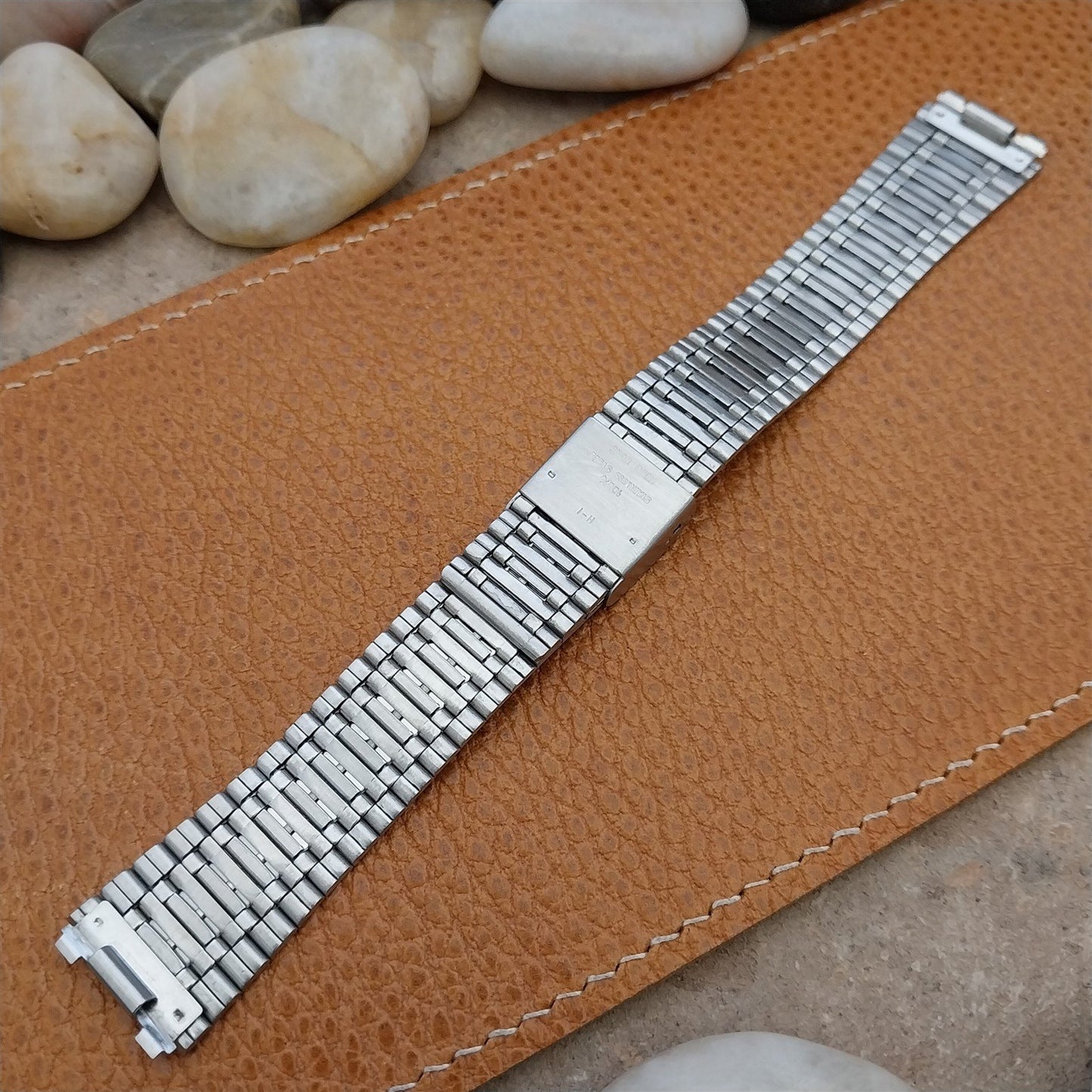 2-Piece Stainless Steel 17.2mm Flared nos lcd quartz Unused Vintage Watch Band
