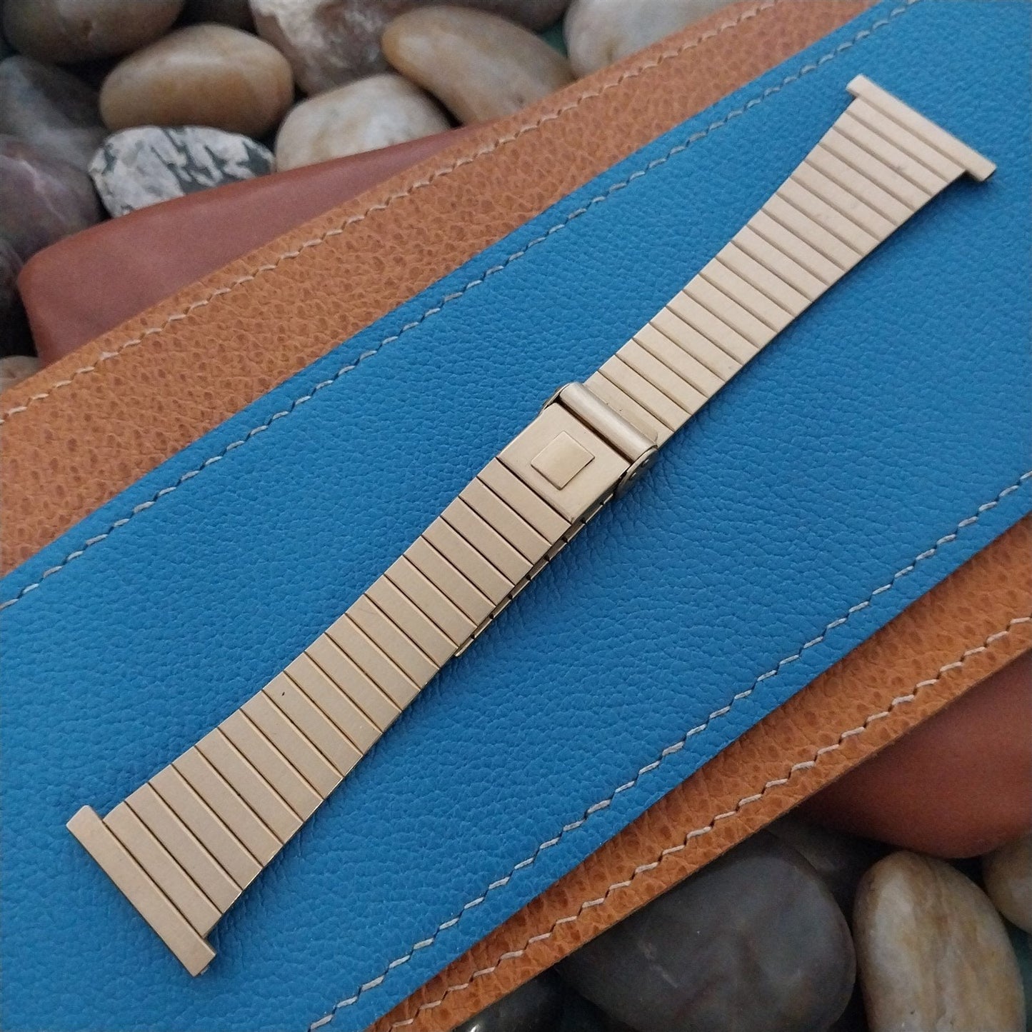 Vintage 25mm 24mm 23mm 22mm Gold HGE JB Champion 2pc Bar-Link 1970s Watch Band