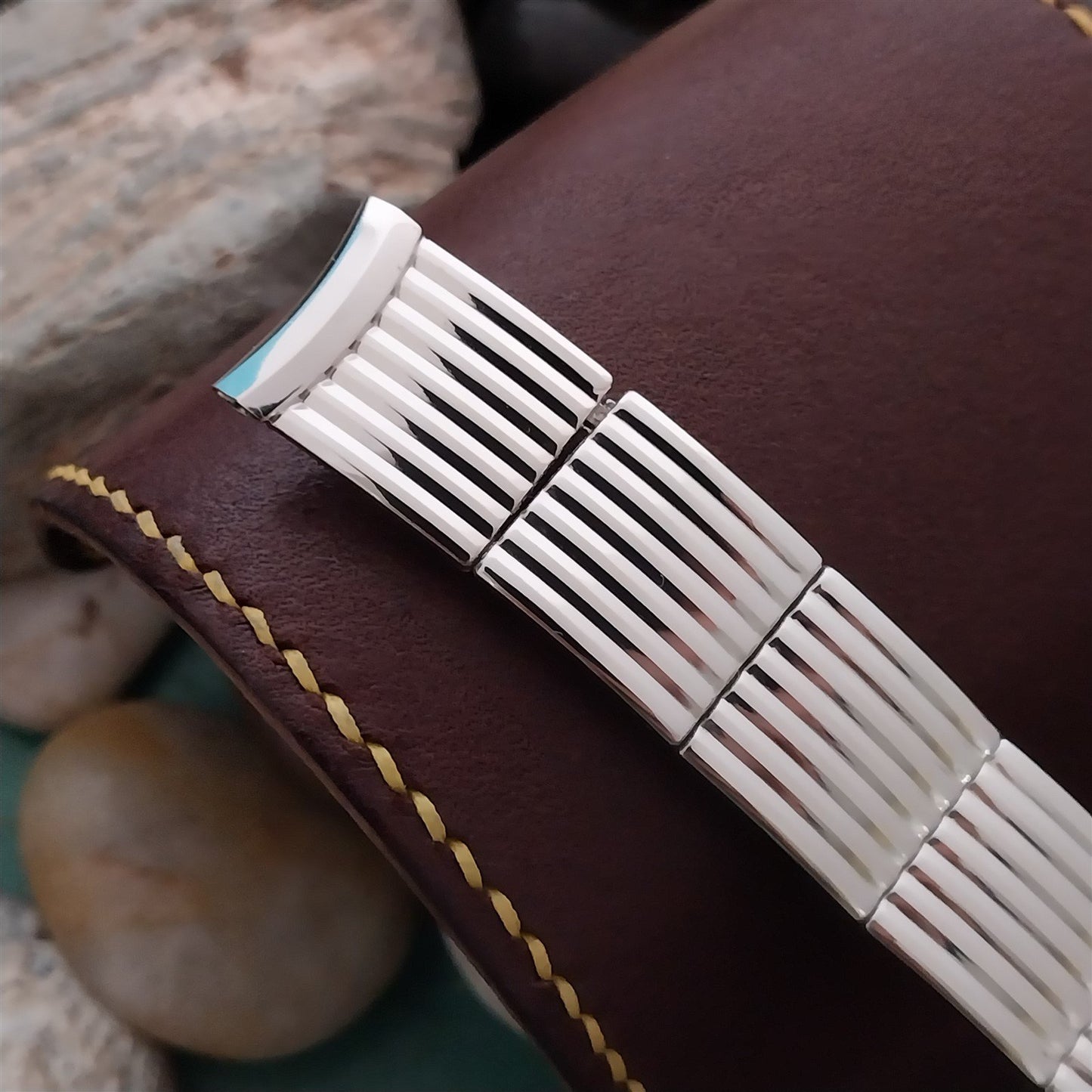 5/8" 10k White Gold-Filled 1955 Speidel Floating-Link nos Unused Watch Band