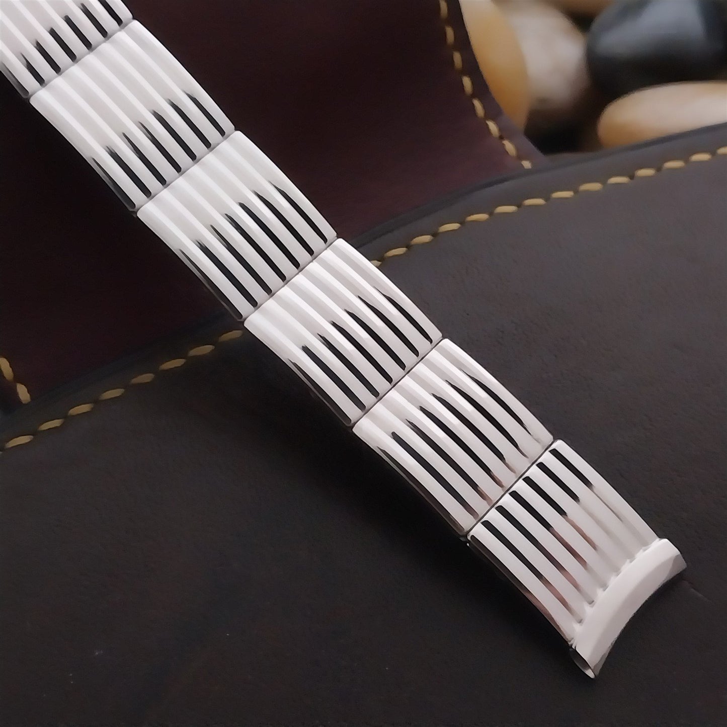 5/8" 10k White Gold-Filled 1955 Speidel Floating-Link nos Unused Watch Band