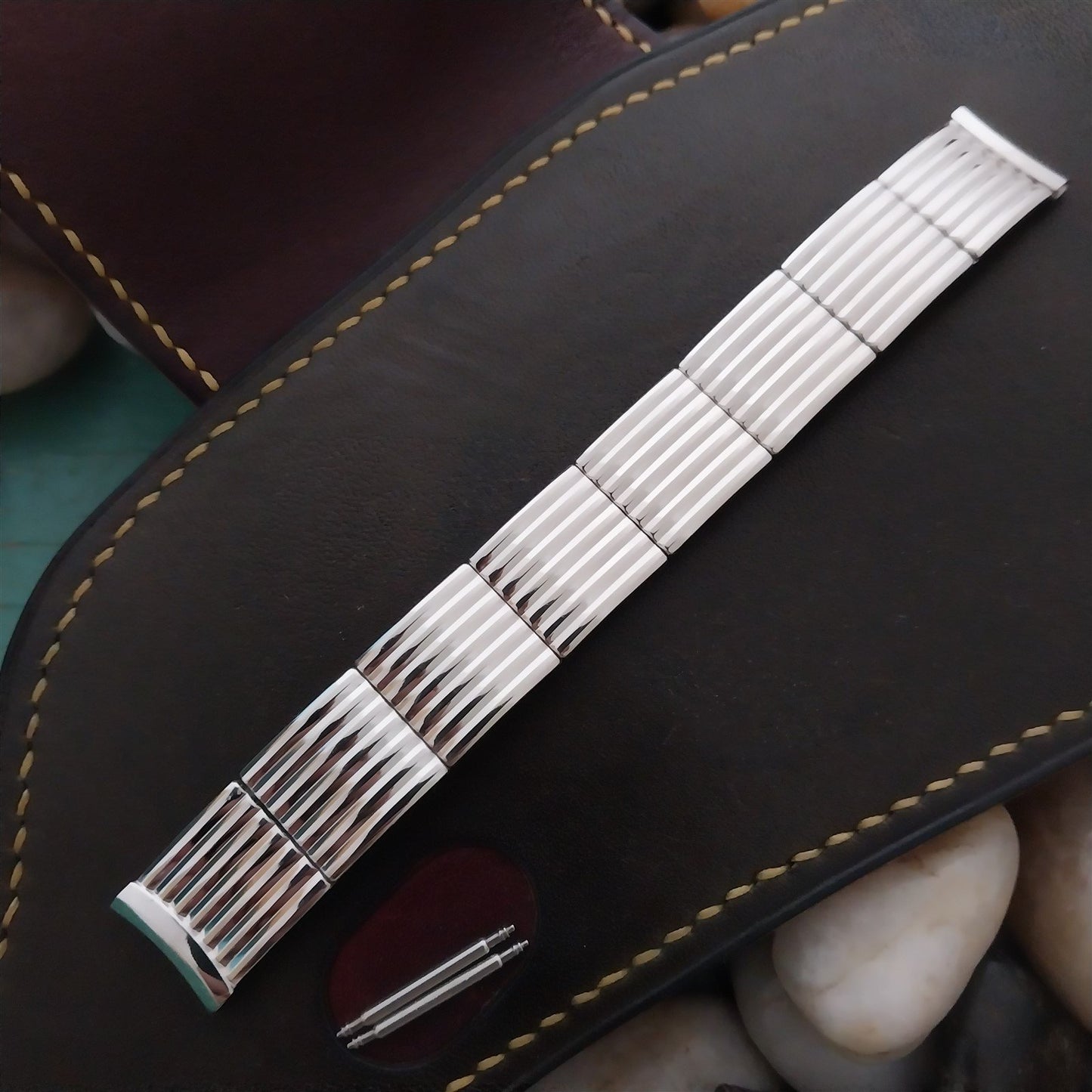 5/8" 10k White Gold-Filled 1955 Speidel Floating-Link nos Unused Watch Band