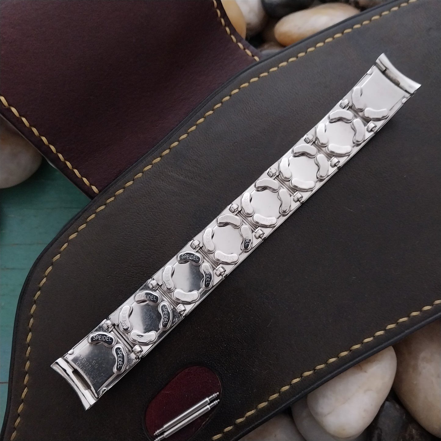 5/8" 10k White Gold-Filled 1955 Speidel Floating-Link nos Unused Watch Band