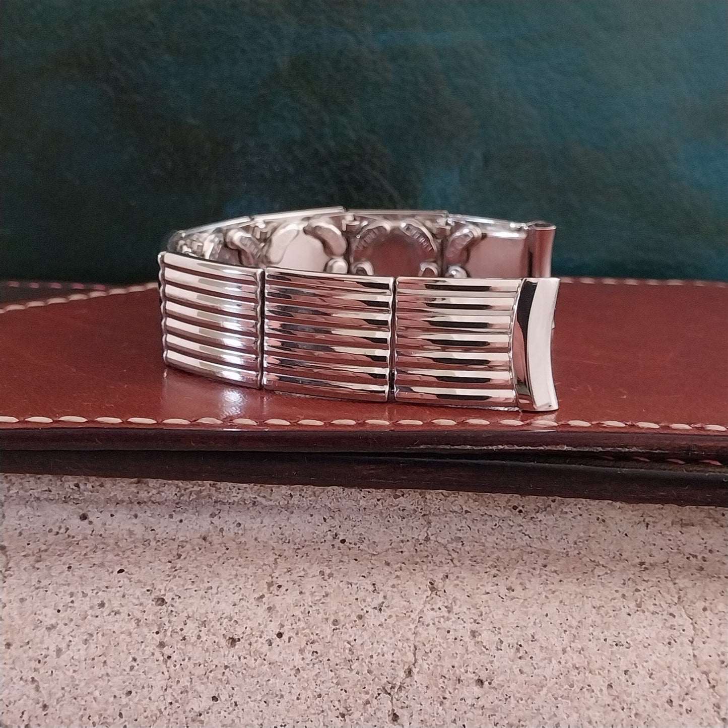 5/8" 10k White Gold-Filled 1955 Speidel Floating-Link nos Unused Watch Band