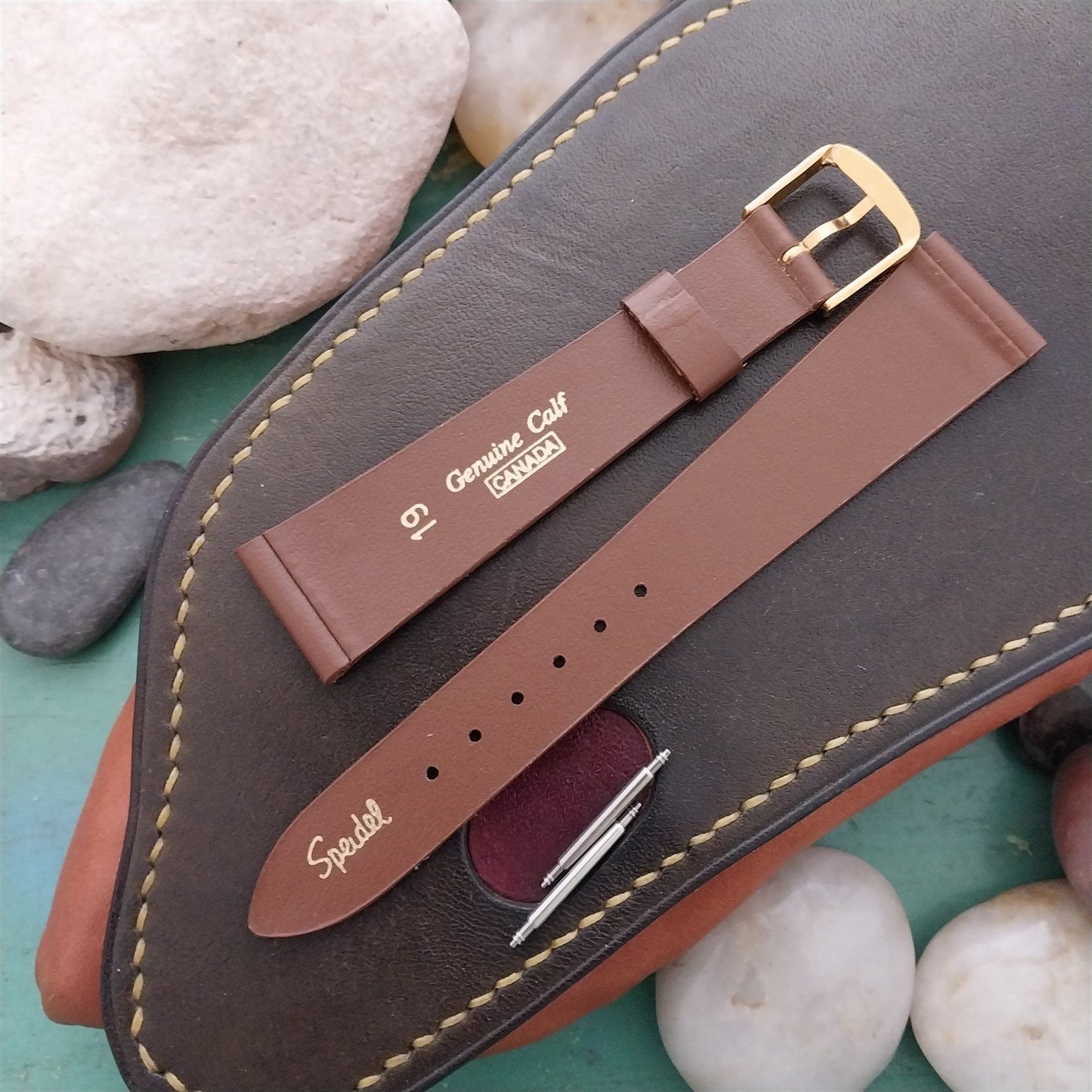 19mm Brown Calfskin Leather Speidel Canada 1980s Vintage Watch Band