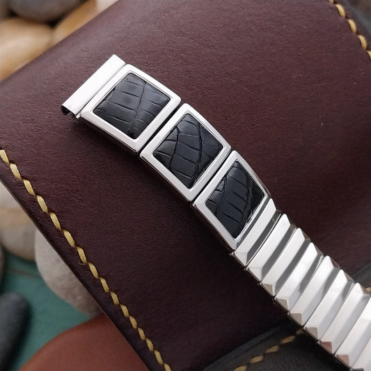 5/8" Zenith Stainless Steel & Lizard Unused Classic 1950s Vintage Watch Band