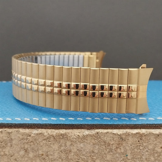 19mm Speidel Yellow Gold-Tone Wide Long Unused Classic 1980s Stretch Watch Band