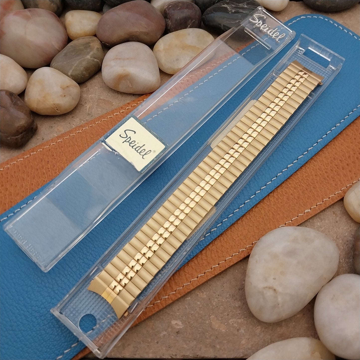 19mm Speidel Yellow Gold-Tone Wide Long Unused Classic 1980s Stretch Watch Band
