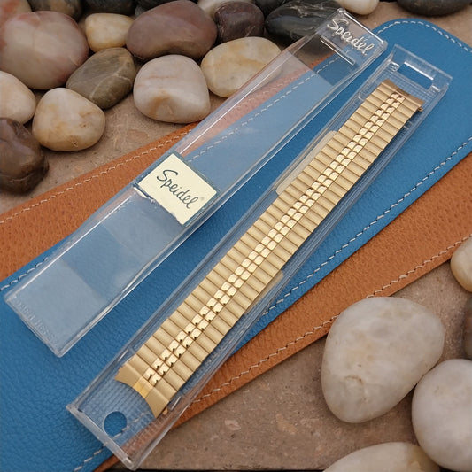 19mm Speidel Yellow Gold-Tone Wide Long Unused Classic 1980s Stretch Watch Band