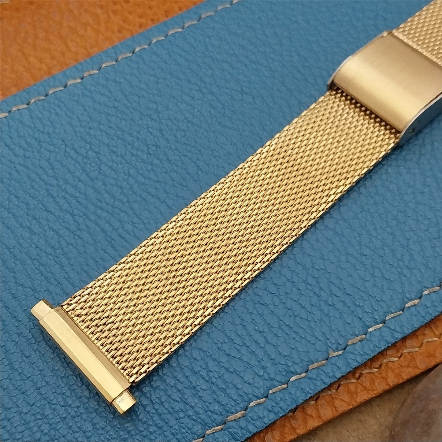 22mm 20mm 19mm Yellow Gold-Tone Mesh Speidel nos Unused 1970s Vintage Watch Band