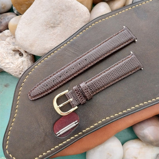 16mm Marcco Tapered Brown Lizard-Grain Leather Unused Watch Band