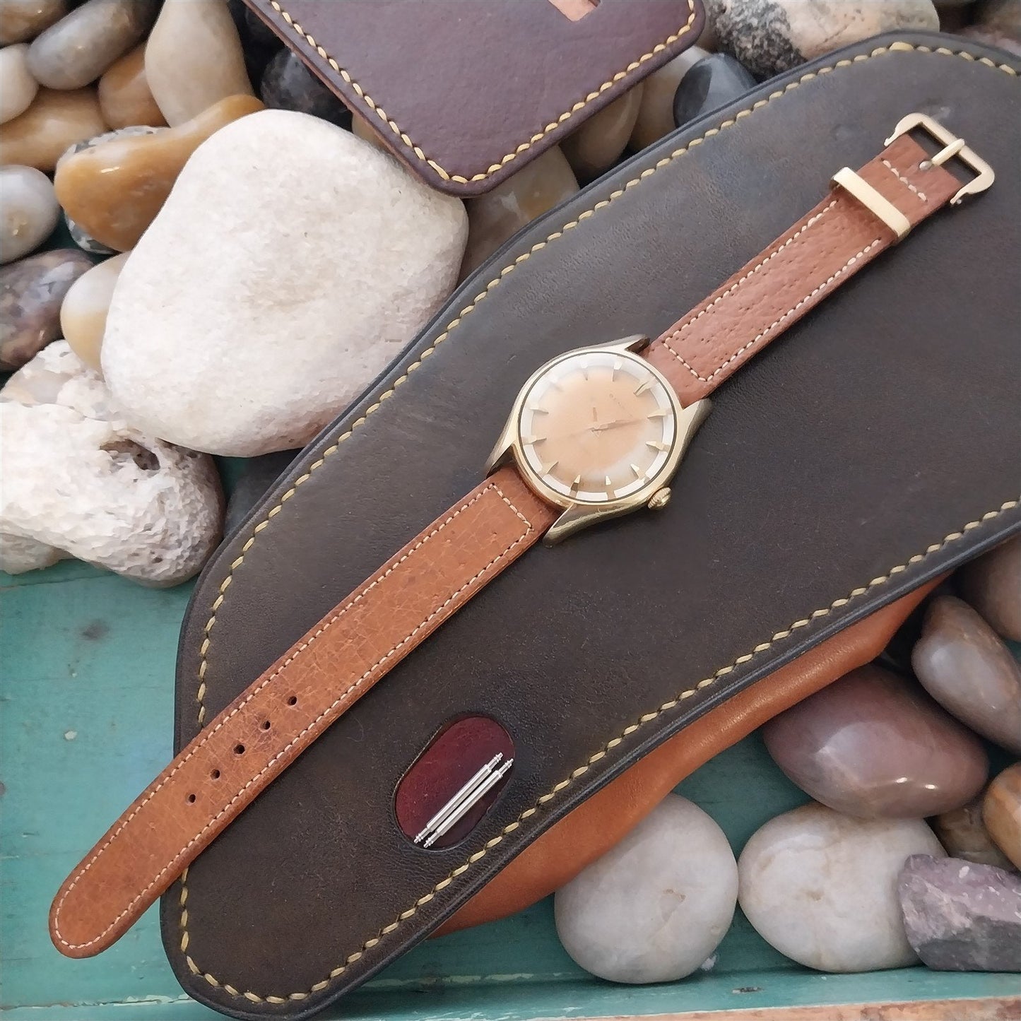 15mm Pigskin Unpadded & Gold-Tone Keeper Unused 1950s Vintage Watch Band