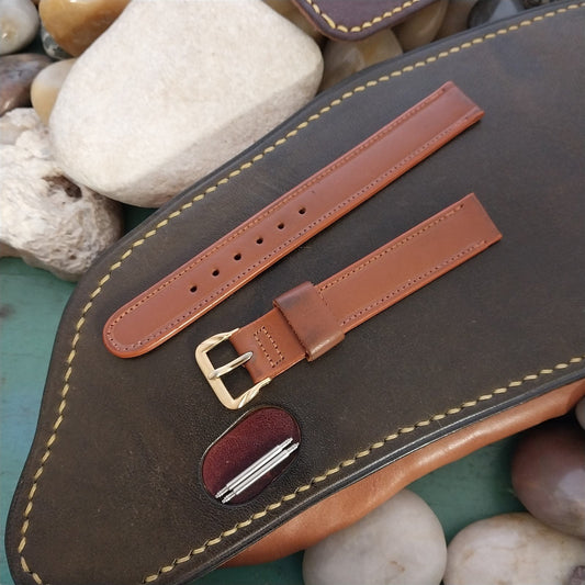 1/2" 13mm Brown Calf Leather Single-Keeper 1950s Unused Vintage Watch Band