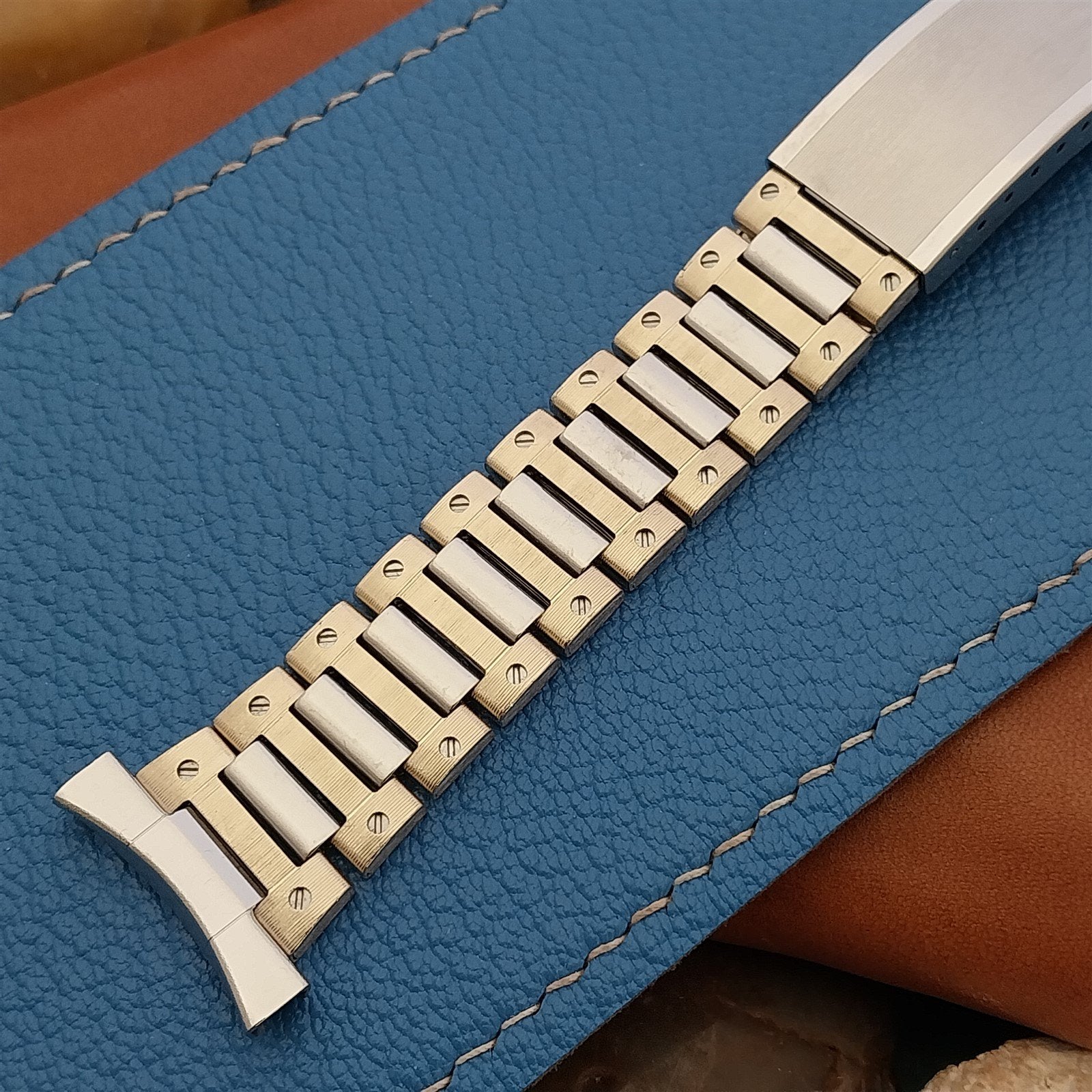 22mm 21mm 20mm Stainless Steel & Gold Kestenmade 1970s Unused Vintage Watch Band