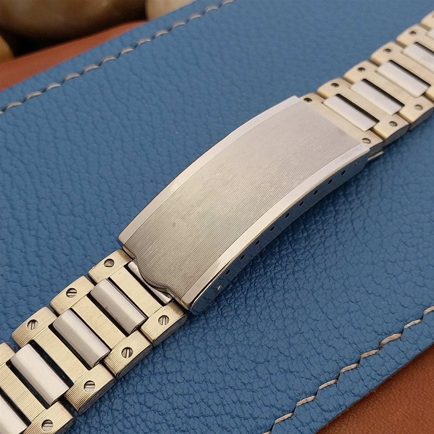 22mm 21mm 20mm Stainless Steel & Gold Kestenmade 1970s Unused Vintage Watch Band