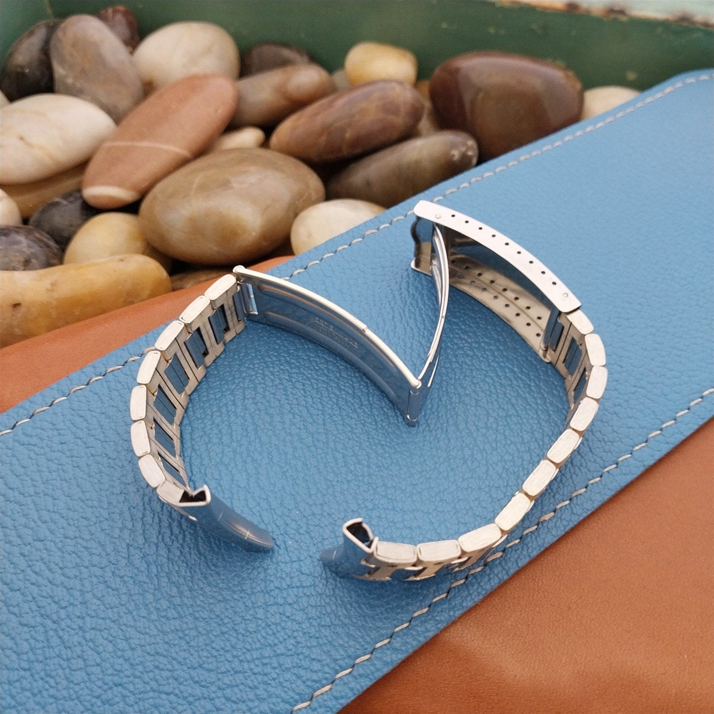 22mm 21mm 20mm Stainless Steel & Gold Kestenmade 1970s Unused Vintage Watch Band