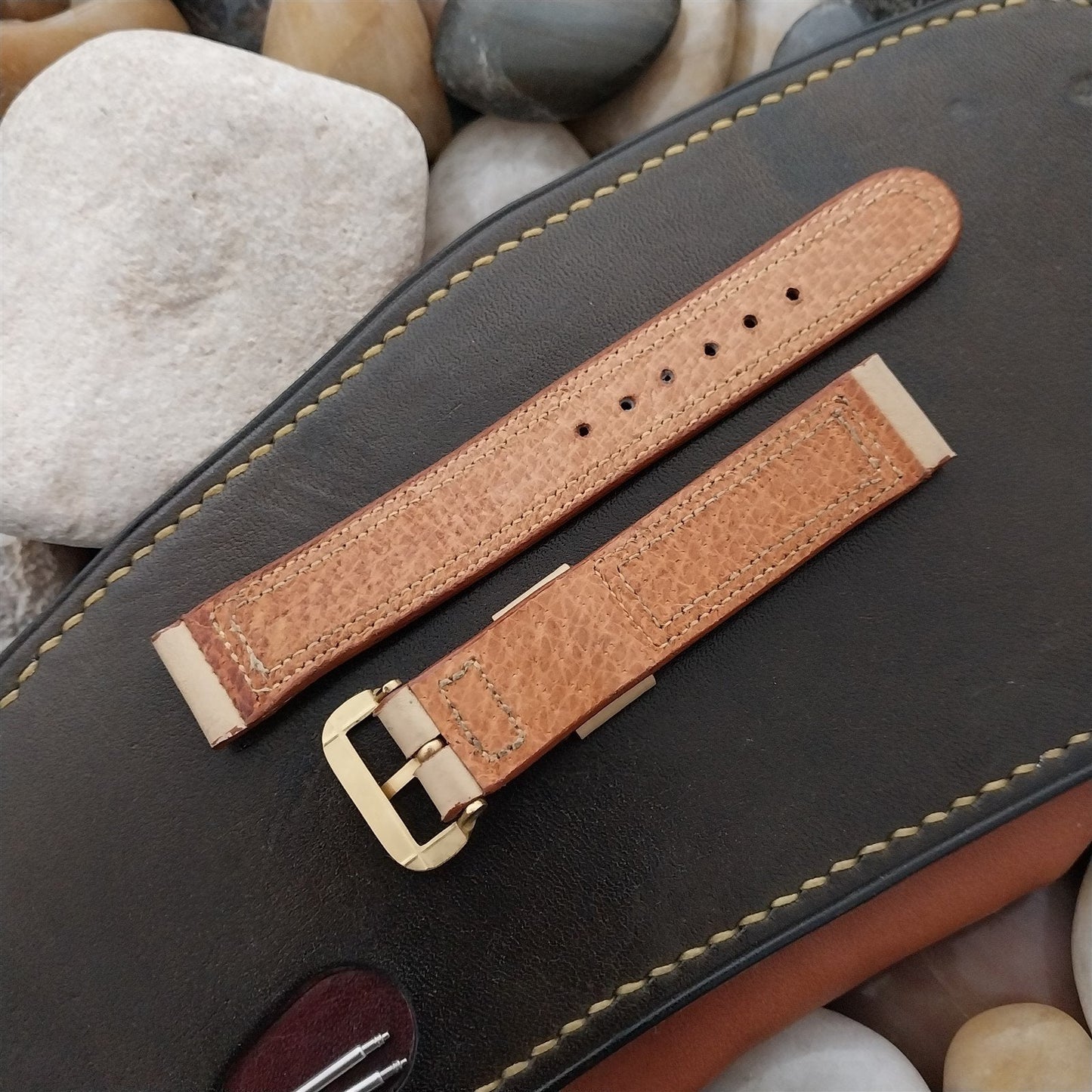 5/8" Unpadded Calfskin Single-Keeper 1950s Unused Vintage Watch Band