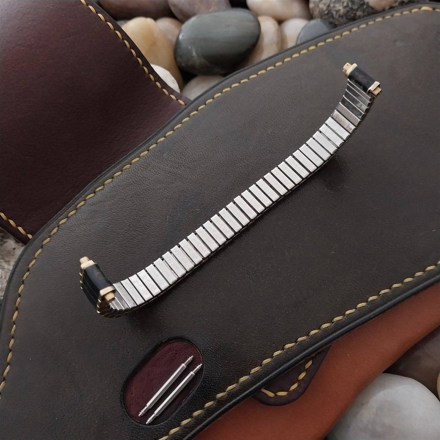 Ladies Speidel Romunda Black & Yellow Rolled Gold Plate Unused Vintage Watch Band