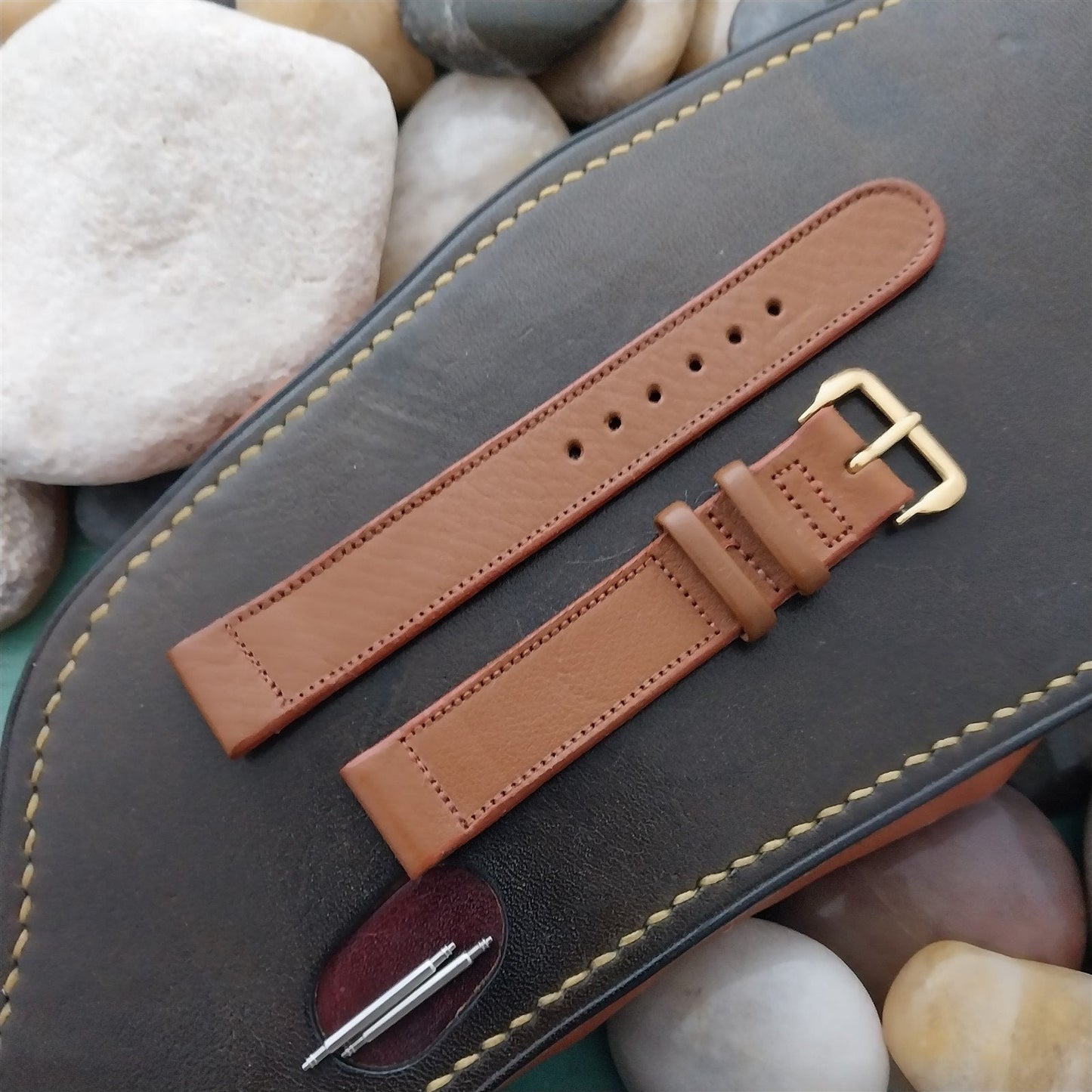 5/8" Unpadded Calfskin Double-Keeper Classic 1950s Unused Vintage Watch Band