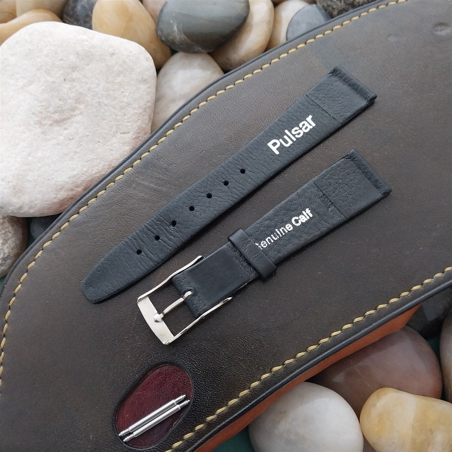 18mm Pulsar Black Genuine Calf nos Unused Old-Stock Vintage Watch Band