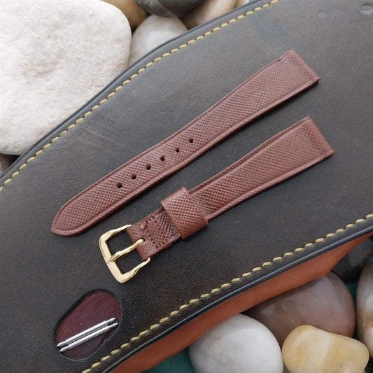 16mm Caravelle Bulova Brown Leather 1960s-1970s Unused Vintage Watch Band