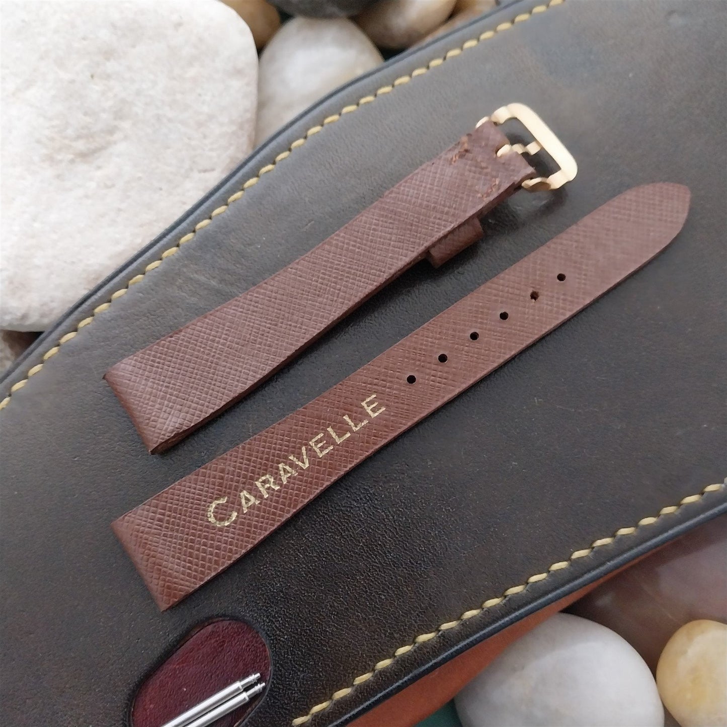 16mm Bulova Caravelle Brown Leather 1960s-1970s Unused Vintage Watch Band