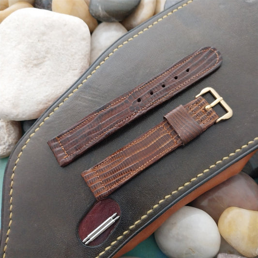 16mm USA Made Brown Lizard Single-Keeper Unused nos 1950s Vintage Watch Band