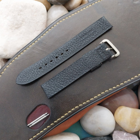 5/8" Unpadded 1-keeper Black Morocco Leather Classic Unused Vintage Watch Band