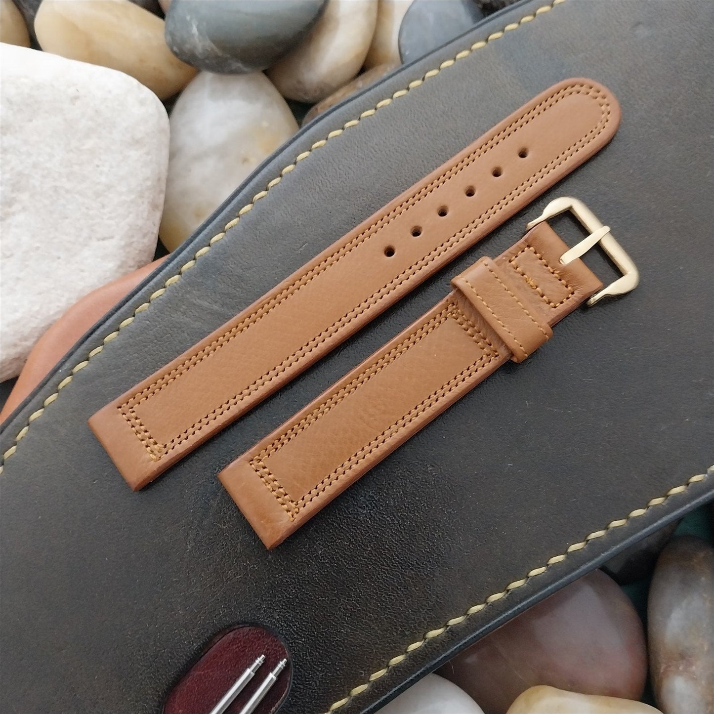 1950s 5/8" Binson USA Old-Stock Veg-Tanned Leather Strap Vintage Watch Band