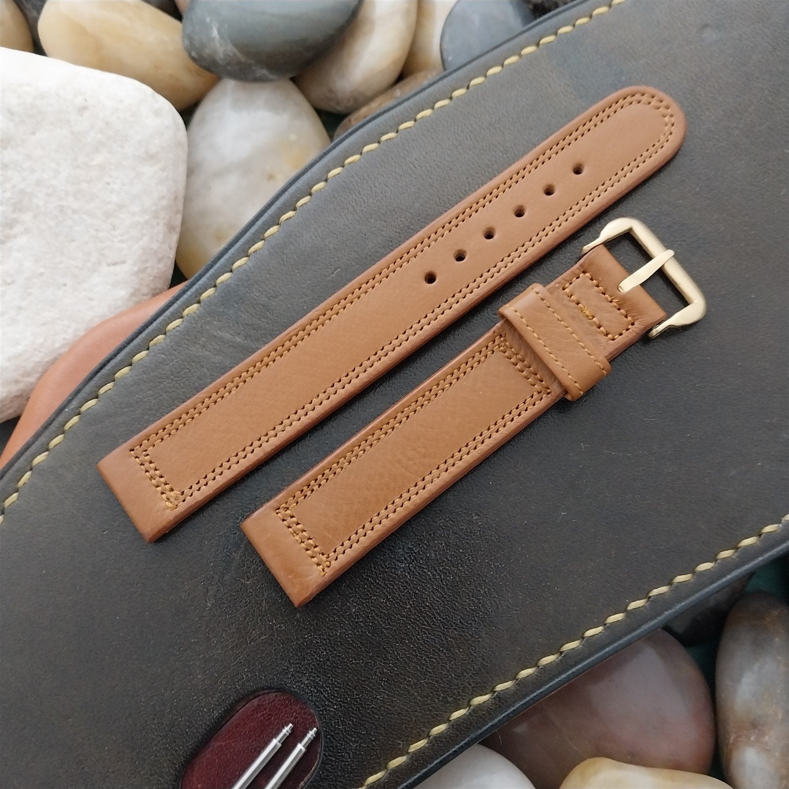 1950s 5/8" Binson USA Old-Stock Veg-Tanned Leather Strap Vintage Watch Band