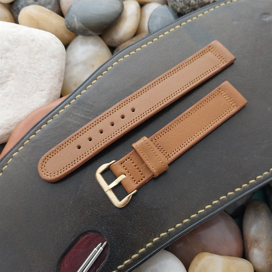 1950s 5/8" Binson Double-Stitch Veg-Tanned Classic Leather Vintage Watch Band