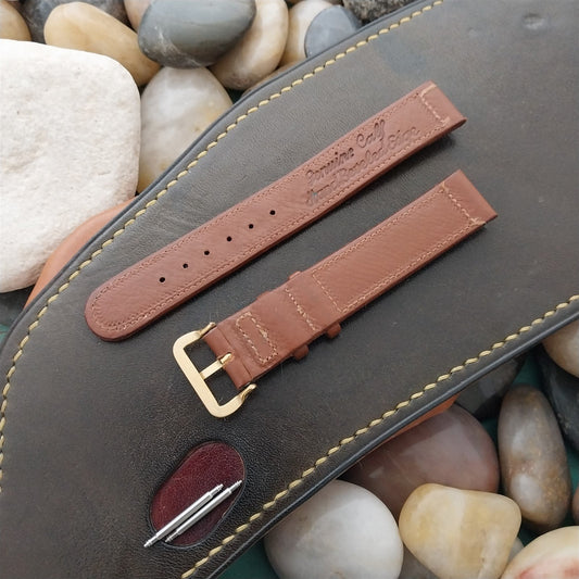 1950s 5/8" Hand-Rolled Edge Calfskin Classic Leather Unused Vintage Watch Band