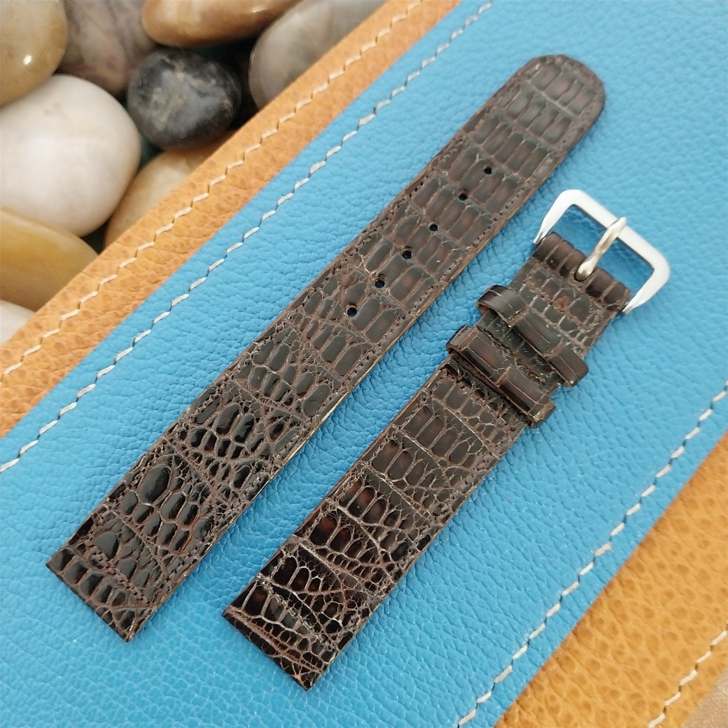 15mm Lizard Pigskin Lined Unused Vintage Watch Band & 12k Gold-Filled Buckle