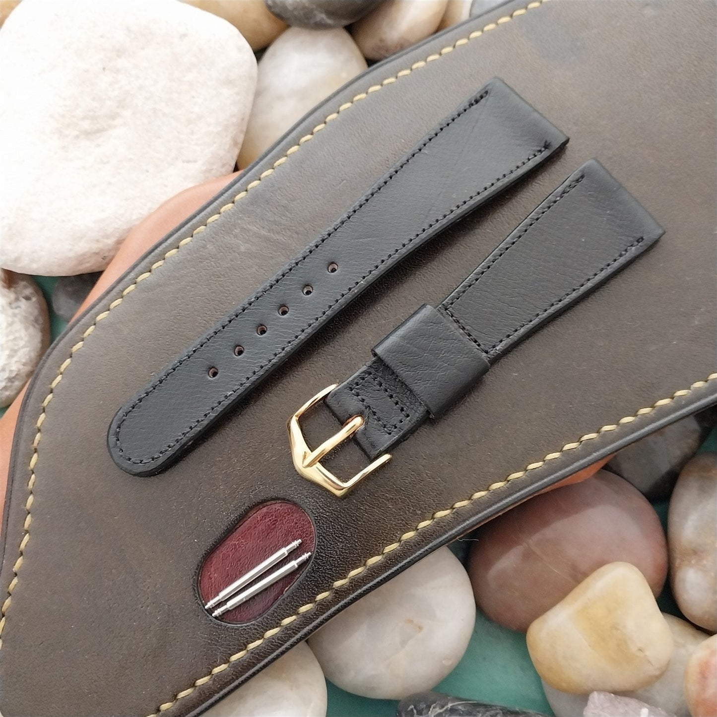 21mm JB Champion Tapered Black Scandia Calf Leather Unused Vintage Watch Band