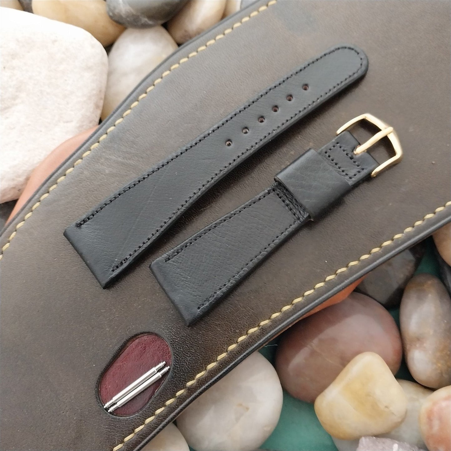 21mm JB Champion Tapered Black Scandia Calf Leather Unused Vintage Watch Band