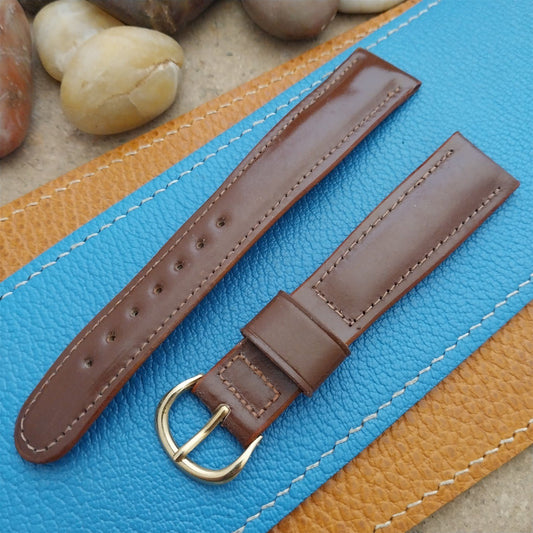 Brown Padded Shell Cordovan Long 19mm Gemex nos Unused 1950s Vintage Watch Band