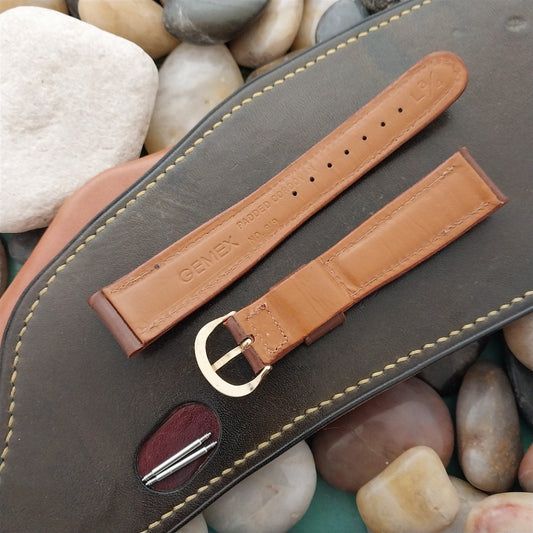Padded Shell Cordovan Brown Long 19mm Gemex nos Unused 1950s Vintage Watch Band