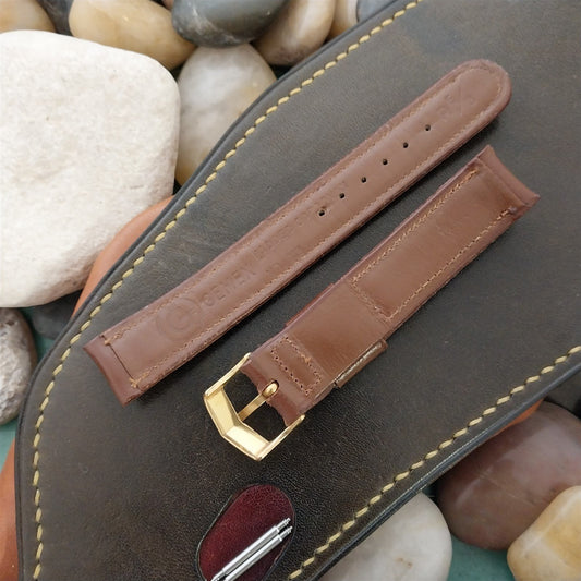 Padded Shell Cordovan Brown 16mm Gemex Classic Unused 1950s Vintage Watch Band