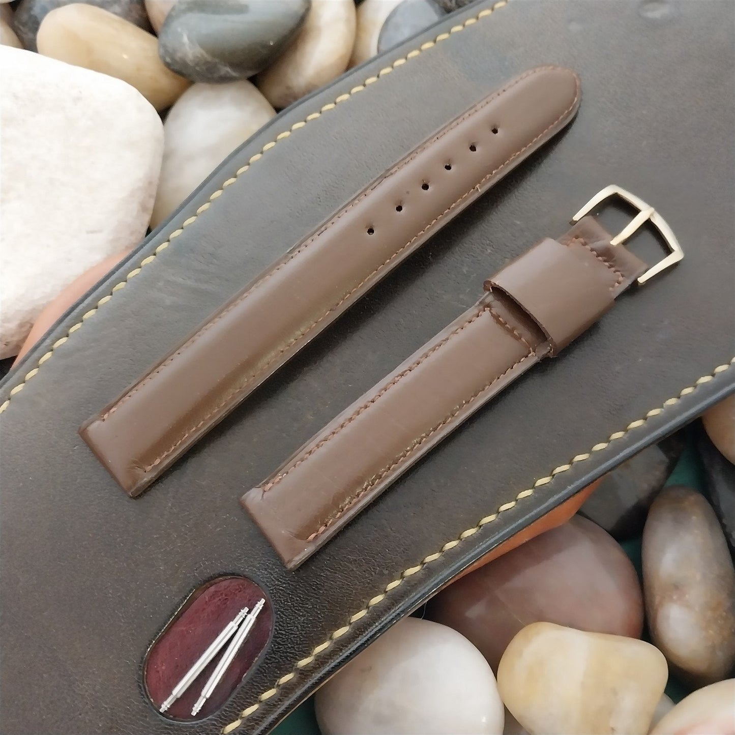 5/8" Long 1-Keeper Brown Calf Leather Mormac 1960s nos Unused Vintage Watch Band