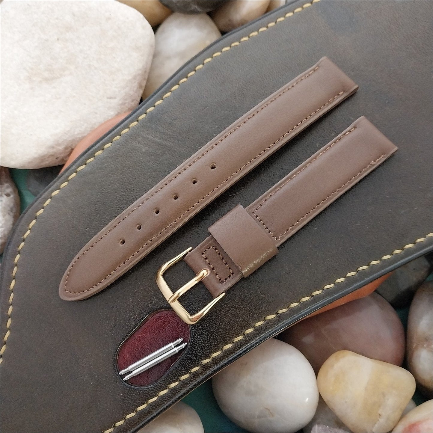 16mm Single-Keeper Brown Norwegian Calf Mormac 1970s Unused Vintage Watch Band