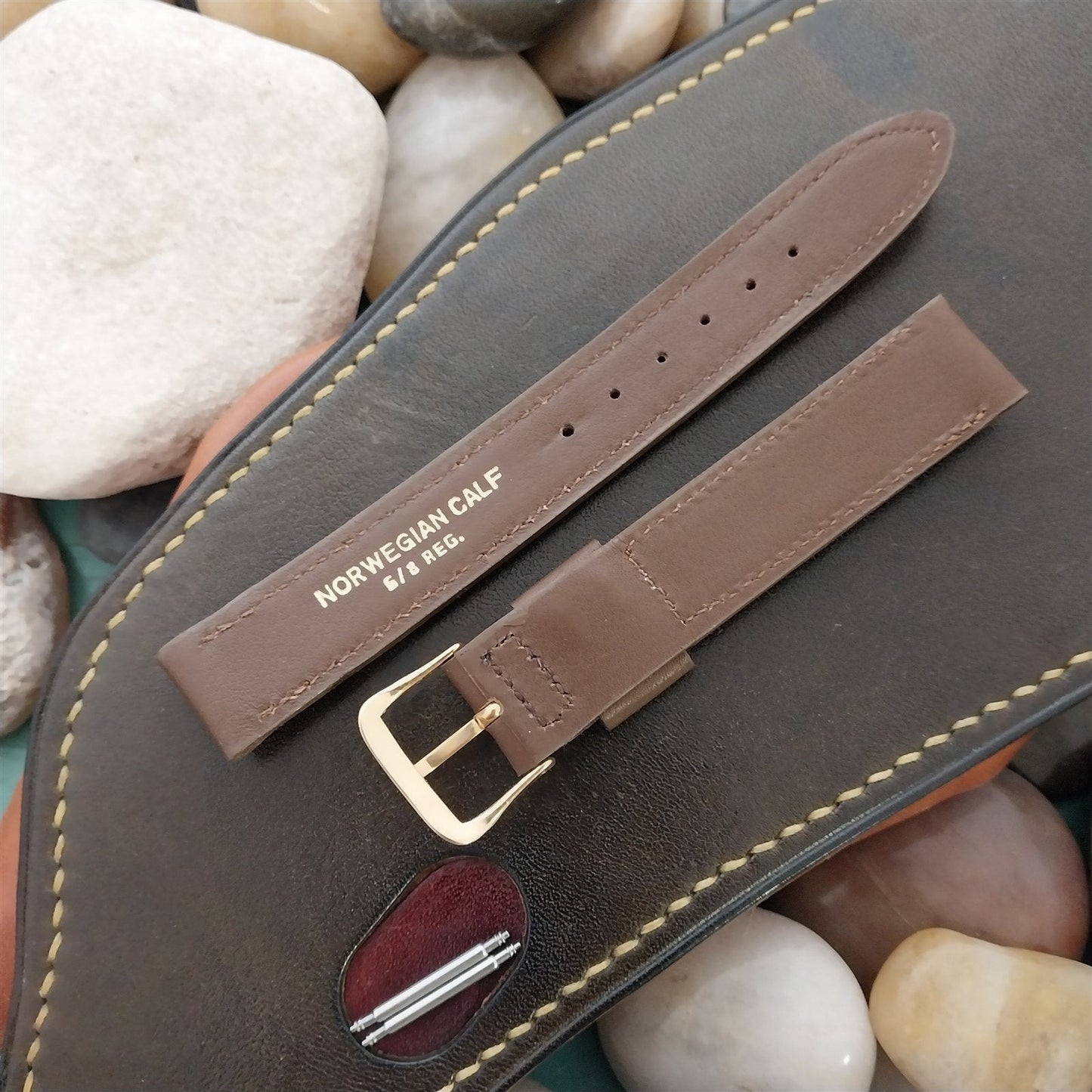 16mm Single-Keeper Brown Norwegian Calf Mormac 1970s Unused Vintage Watch Band