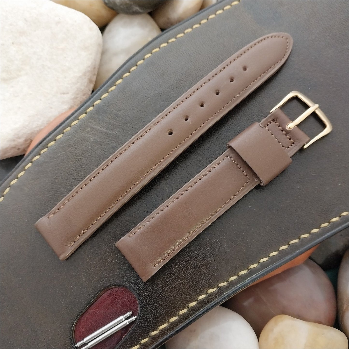 16mm Single-Keeper Brown Norwegian Calf Mormac 1970s Unused Vintage Watch Band