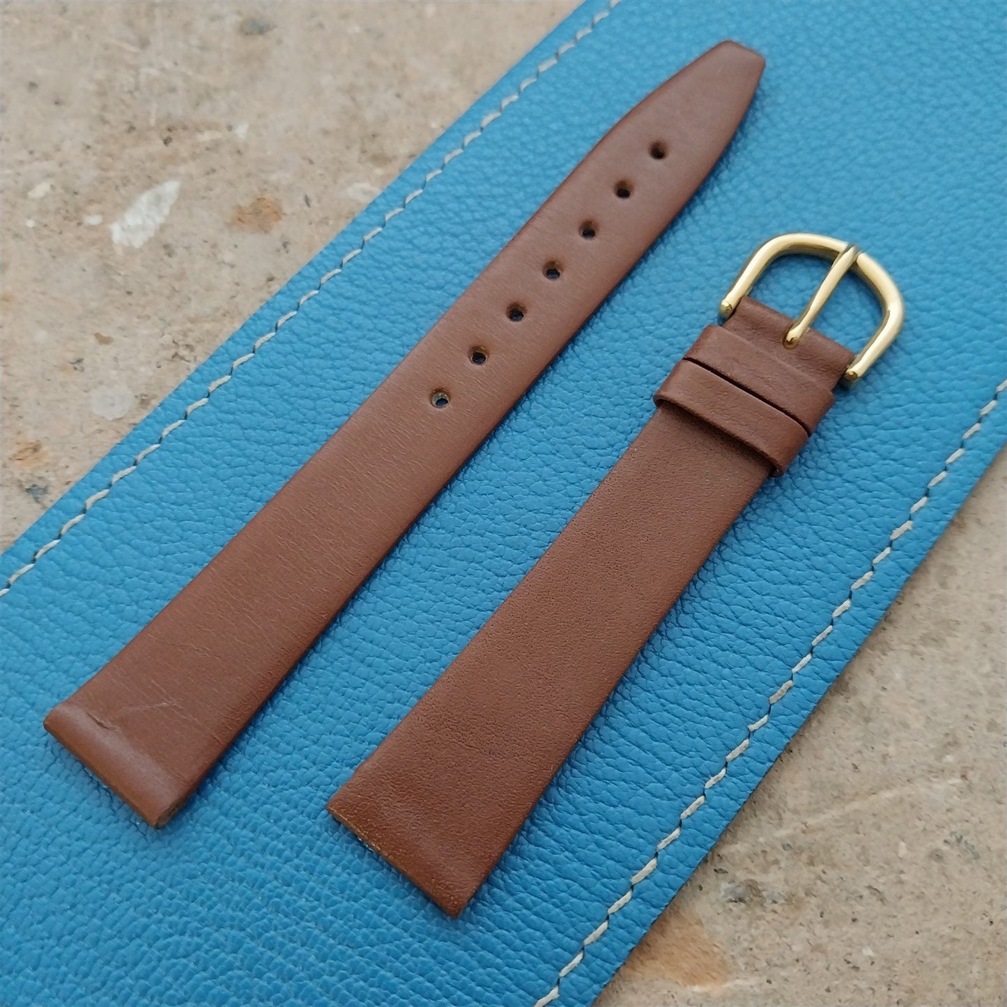 16mm Sahara Swiss Tapered Brown Calfskin Leather nos Unused Vintage Watch Strap