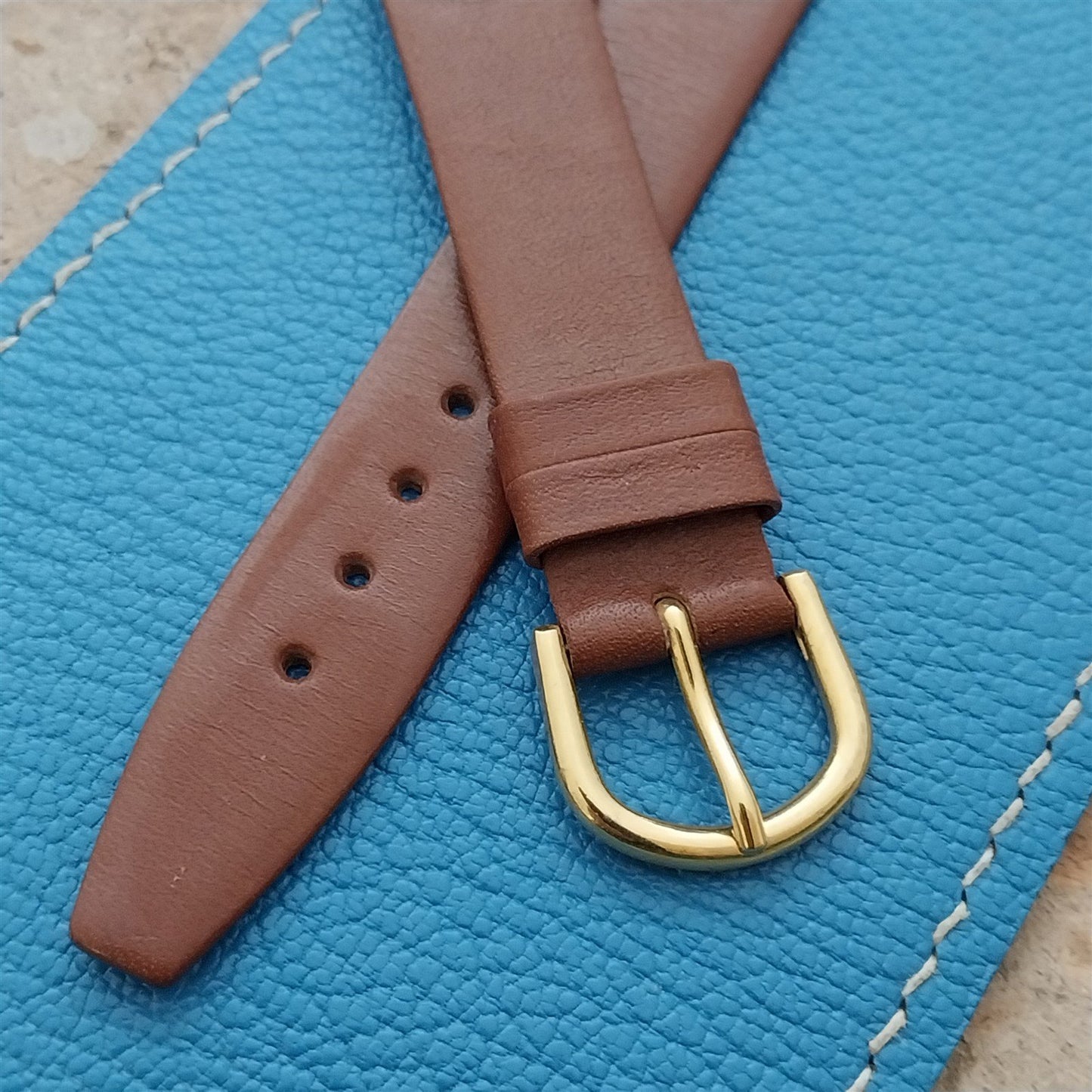 16mm Sahara Swiss Tapered Brown Calfskin Leather nos Unused Vintage Watch Strap