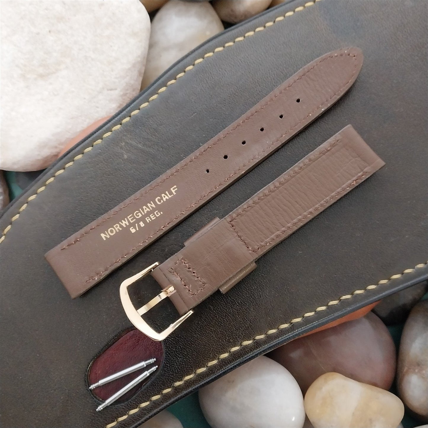 5/8" Brown Norwegian Calf Mormac Single-Keeper 1970s Unused Vintage Watch Band