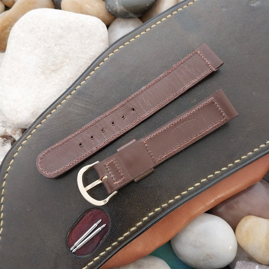 5/8" Brown Patina Saddle Leather 1-Keeper nos 1950s Unused Vintage Watch Band